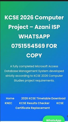 kcse computer project 2026 azani ISP project WhatsApp 0751554569