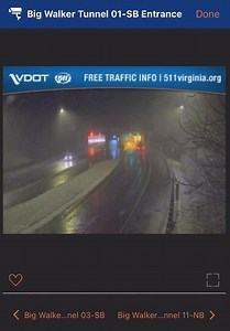 6.5K views · 108 reactions | Our 511 cameras have spotted flakes falling at the Big Walker Tunnel. Motorists with travel plans should be prepared for potential slick spots on roads, especially on bridges, ramps & overpasses. Pay attention to local forecasts & www.511Virginia.org for road conditions. | Virginia Department of Transportation | Facebook
