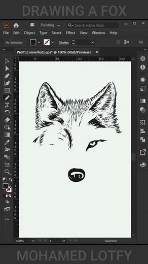 رسم بالاليستريتور | drawing a fox in Illustrator #shorts
