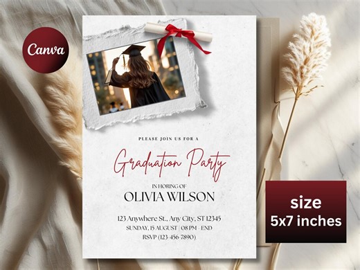 Modern Photo Graduation Invitation, Graduation Party Announcement Template, Minimalist Graduation Evite, Grad Party Invite,editable Download - Etsy