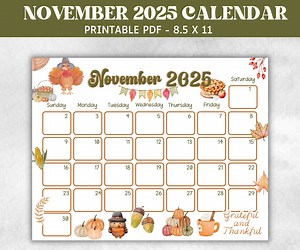 Kids November 2025 Calendar, Printable 2025 Calendar, Homeschool Preschool Calendar Board, Children's Monthly Planner, Thanksgiving Calendar - Etsy Australia