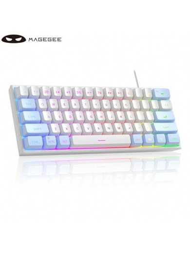 Magegee Ts91 Teclado Membrana Para Computador De Escritório Pequeno E Portátil Com Fio Compacto De 60% Com 61 Teclas Retroiluminadas Rgb Compatível Com Laptop Pc Com Windows Para Jogadores - Azul Branco | SHEIN
