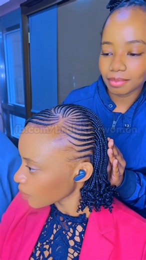 Short Cornrow Bob with Curls 💕 #braidstyles | Braids for Women