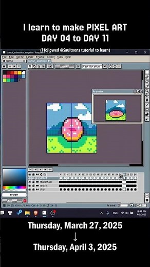 Pixel Art day 4 - 11: I learn PIXEL ART by following (Sautoons) Aseprite Animation Tutorial