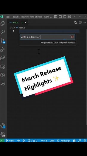 Another month, another #vscode release #techtok #codetok #programming