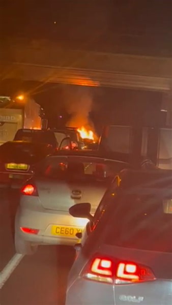 M42 delays live as car fire blocks lanes near Birmingham Airport