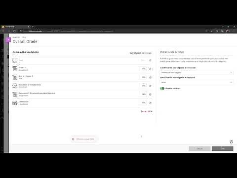 Blackboard Ultra Gradebook: Setup Overall Grade