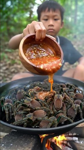 Wilderness Cooking Fried Tarantulas Alone – Primitive Life Hacks!