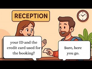 Hotel check in and check out conversation between receptionist and guest