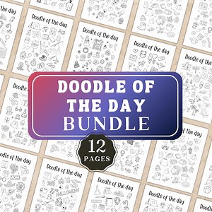 Doodle of the Day Bundle Printable Coloring Pages 12 Monthly Journal US Letter A5 Inserts - Etsy UK