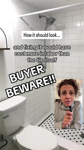 Subway tile looks simple… until dye lots don’t match. We learned this the hard way in our bathroom remodel, and fixing it would’ve cost more in labor than the tile itself. Always check the box numbers before installation. 💕✨ #bathroomremodeld #designmistakesn #newhomeownerh #homerenovationtips #doasisaynotasido