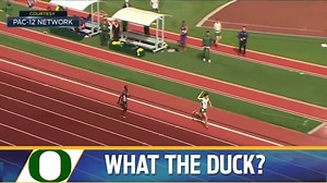 A University of Oregon Ducks runner loses at the last second because of celebrating too early. Brutal. Andy Nesbitt for @TheBuzzer | FOX Sports