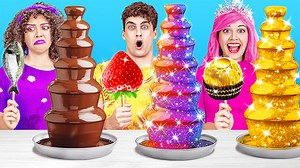 800K views · 10K reactions | RICH vs POOR vs GIGA RICH FOOD CHALLENGE || Chocolate Fondue Fountain by 123GO! CHALLENGE | 123 GO Challenge | Facebook
