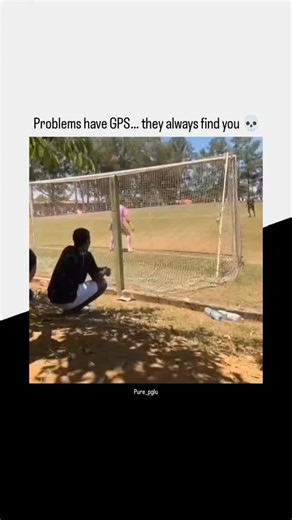 PURE PAGLU on Instagram: "Problems have GPS… they always find you 💀 This video captures a moment of pure, unpredictable irony—where the quiet peace of minding one's own business is shattered by a literal flying obstacle. While a man sits calmly in the shade, observing a soccer match from a safe distance behind the net, he becomes the unintentional target of a high-speed collision. What begins as a serene moment of spectatorship instantly transforms into a chaotic scene as a player, unable to st