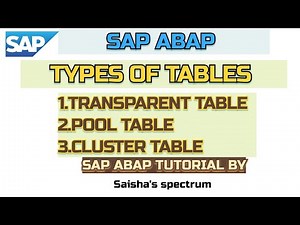 Different types of tables in sap abap| transparent table| pool table|cluster table #sap#abaptutorial