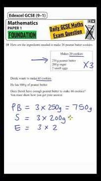GCSE Maths Foundation - Daily Exam Question - Day 6 (Calculations with Ingredients)