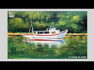 How To Paint A Boat In Landscape Art With Easy And Simple Brush Strokes || PAINLANE'S PAINTING