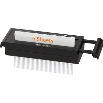 Woolsche Aktenvernichter für 6 Blatt Streifenschnitt, CDs und Kreditkarten mit automatischer Abschaltung, kompaktes, tragbares Design, ohne Auffangbehälter, ausziehbarer Arm, schwarz | SHEIN