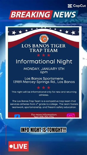 Parents—tonight’s the night!  Join us for our Information Night to learn what to expect this upcoming season, ask questions, and see if the Los Banos Tiger Trap Team is the right fit for your athlete. New and returning families welcome! | Los Banos Chamber of Commerce | Facebook