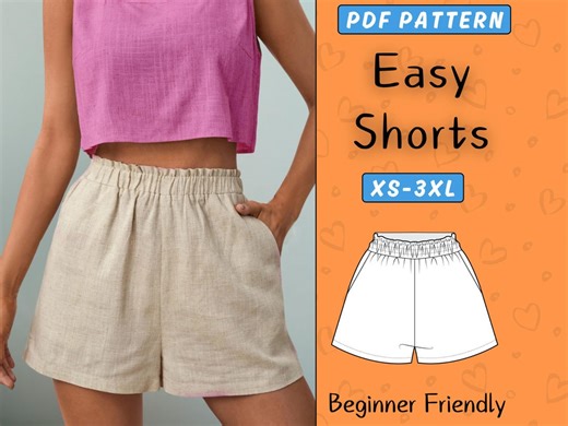 Easy Shorts Pattern | Women Elastic Shorts With Pockets PDF Sewing Pattern | XS-3XL | Waistband Shorts Beginner | Summer High Waist Shorts - Etsy