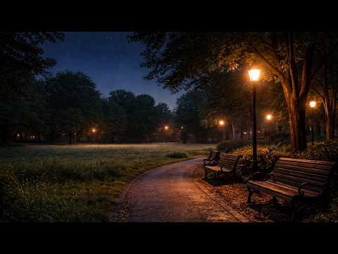 8 Hours Summer Night Sounds 🌿 Cicadas & Night Ambiance in a Peaceful Park for Sleep & Relaxation