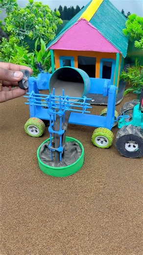 😱 Amazing Mini Tractor Making Cement Pillar | DIY Real Working Construction Machine 🚜 #shorts