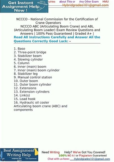 NCCCO National Commission for the Certification of Crane Operators NCCCO ABC Articulating Boom Crane