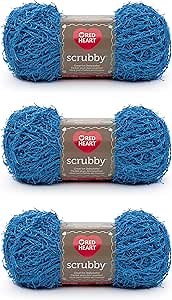 Red Heart Scrubby Ocean Yarn - 3 Pack of 100g/3.5oz - Polyester - 4 Medium (Worsted) - 92 Yards - Knitting/Crochet