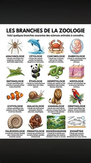 LES BRANCHES DE LA ZOOLOGIE