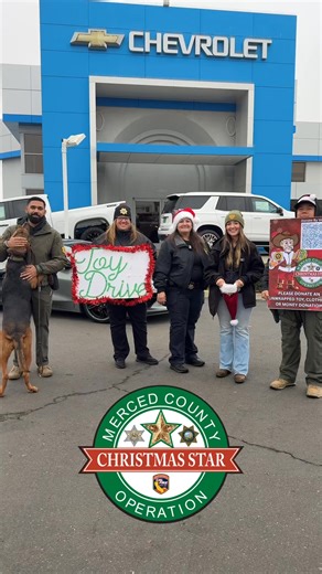 Good morning Merced County! It's our final toy drive of the season, come on out to Merced Chevrolet, we will be here until 2pm. We have Santa, adoptable dogs and hot cocoa! We are accepting new toys, new clothes, and monetary donations. See you soon! 🎄🎁⭐ #OperationChristmasStar #MercedCounty | Merced County Sheriff's Office