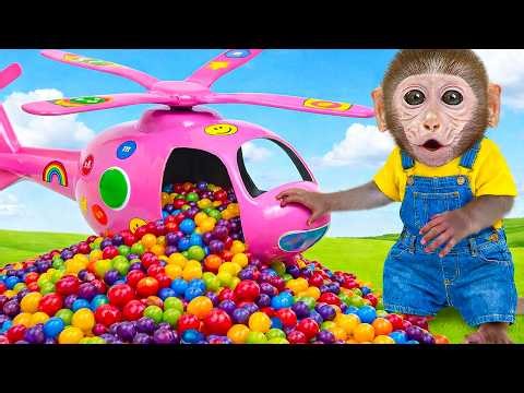 Monkey Bibi Escapes a Net Trap and Fixes the Helicopter with UFO Help