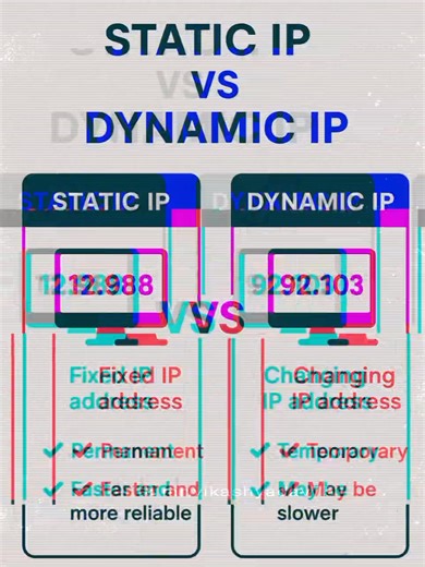 ➤ Static IP Vs. Dynamic IP 😍 #StaticIP #dynamicip #IPaddress #internetaccess #networksecurity #security #techtipsandtricks #Techtrends #highlights #fblifestyle #TechHome | Tech Home