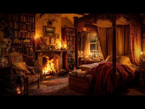 Cozy Bedroom Fireplace Ambience for 8 Hours of Calm Relaxation With Warm Fire Sounds