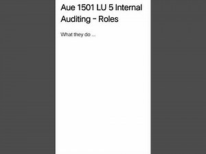 AUE 1501 Learning Unit 5 - Roles Assigned to Internal Auditor