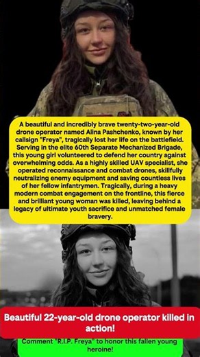 Fallen angel beautiful 22 year old drone operator Freya killed in battle! 🕊️💔