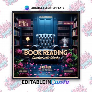 Book Reading Flyer Template: Author Event Invitation (editable Canva) - Etsy