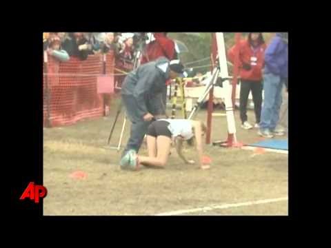 Raw Video: Runner Crawls to Finish Line