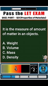 Pass the LET Exam Quiz: Part - 123 (Properties. of Materials) LET Reviewer with answers #letreviewer2023 #letreviewerexam #letreviewerquiz #letreviewerdrill #fbreels #reelsfb #trivia #letexam #letreviewer #letreviewerwithanswer #letrevieweronline #letreviewerpdf #letreviewers | Pass the LET Exam