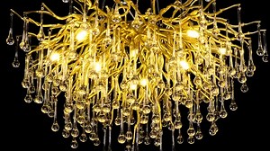 32"W Modern Chandeliers Raindrop Crystal Chandeliers Light Fixtures Flush Mount Ceiling Light Dining Room Light Foyer Chandeliers Hanging Pendant Light Fixtures, Branch Chandeliers Tassel Lights