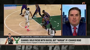 "It is very clear to the whole league that Giannis' situation in Milwaukee is probably short term." —Brian Windhorst on the Milwaukee Bucks and New York Knicks having trade talks for Giannis Antetokounmpo 😳 | ESPN First Take