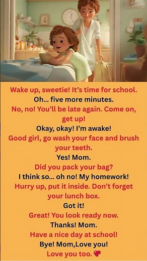 Getting Ready for School – Easy English Conversation Everyday English Story