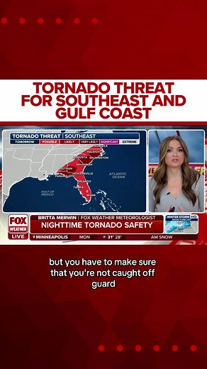JAN. 8 🚨 The #South faces a multiday #severeweather threat with the possibility of nighttime #tornadoes. #FOXWeather meteorologist Britta Merwin has what you need to know. Link in bio. #louisiana #florida #georgia #alabama #tornado #tornadowarning