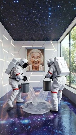 THIS GALAXY FLOOR IS UNREAL 😱✨ A futuristic bedroom for my Grandma