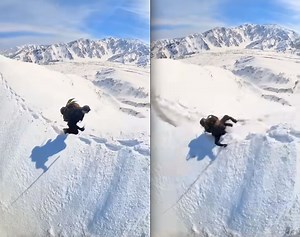 Winter Hiker Triggers Large Cornice Fall
