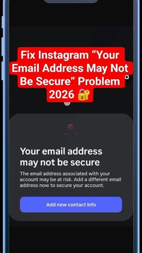 Fix Instagram “Your Email Address May Not Be Secure” Problem 2026 🔐 | Instagram Security Issue Solve