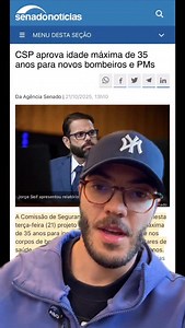 Otávio Souza⚡PMMG on Instagram: "Comissão de Segurança Pública (CSP) aprovou nesta terça-feira (21) projeto que estabelece a idade máxima de 35 anos para ingresso nas polícias militares e nos corpos de bombeiros militares. Para cargos militares de saúde, como oficiais médicos, o máximo será 40 anos. O texto, que altera a Lei Orgânica Nacional das Polícias Militares e dos Corpos de Bombeiros Militares, vai à análise da Comissão de Constituição e Justiça (CCJ). O PL 1.469/2020, da Câmara dos Depu