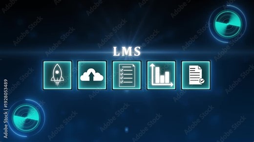 Learning management system concept. Businessman touching virtual screen of LMS or Learning management system icon. Lesson and online education, course, application, education and e learning.4k video