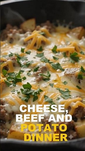 Easy Cheesy Beef & Potato Skillet | 15-Minute Dinner #shorts