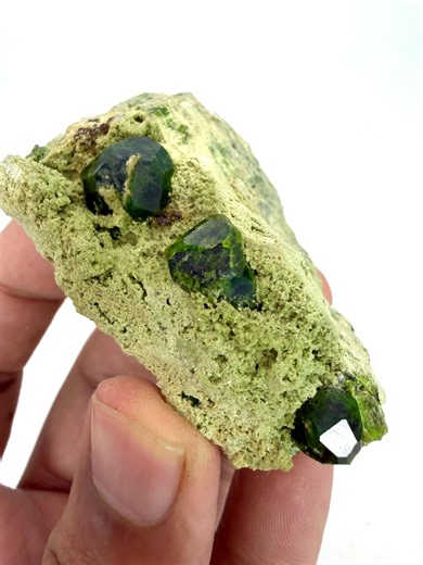 Natural Demantoid Green Garnet Crystal Cluster Specimen @ Mineral Specimens