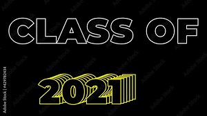 Class of 2021 text line animation with long trend shadows. Graduation 2021 concept. 4k motion Stock Video